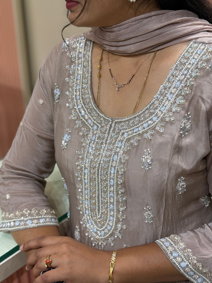 Pure Chinon Handwork Collection Party Wear  | R177