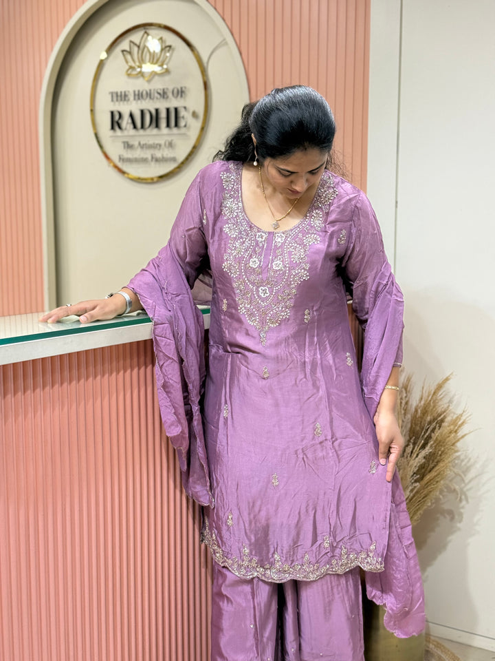 Pure Chinon Heavy Handwork Flared Palazzo Collection | R117