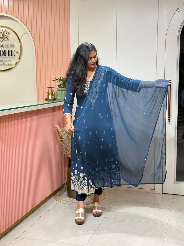 Pure Chinon Festive Collection | Full Handwork, Sequin &amp; Cut Dana | R177