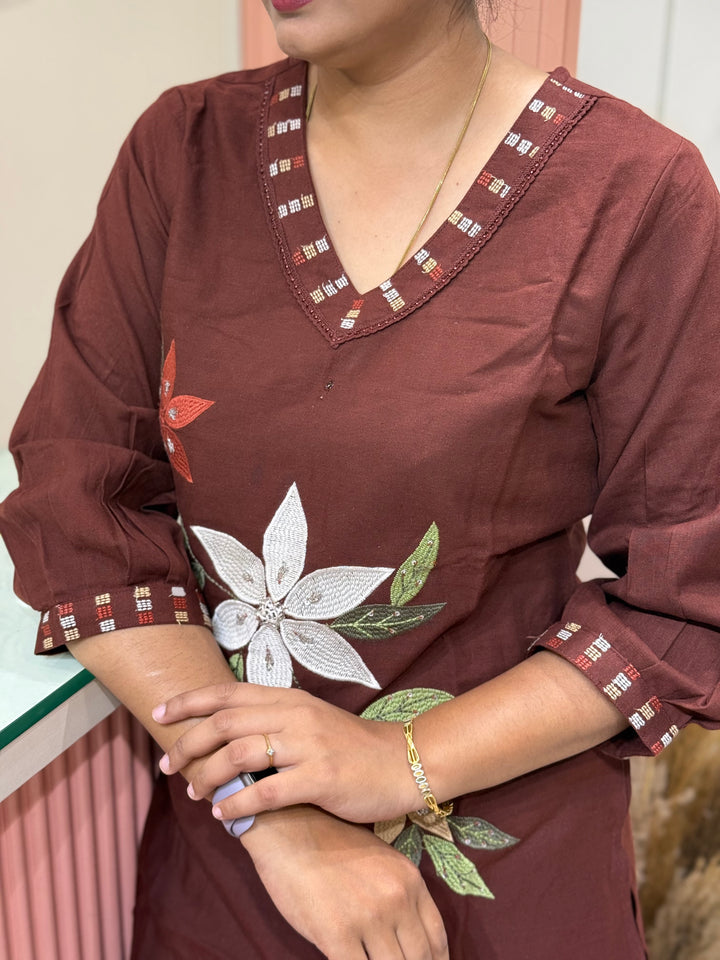 Khadi Cotton Embroidered Two-Piece Co-Ord Set | R167