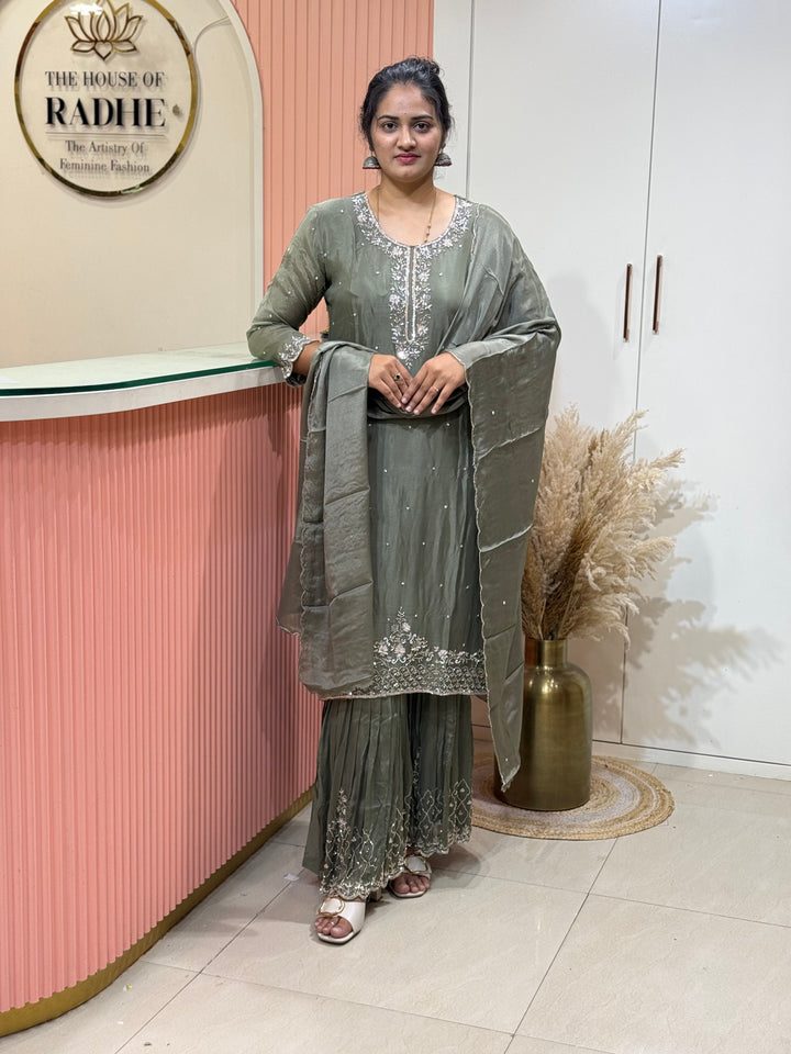 Festive Collection Pure Chinon Suit Set – RADHE45