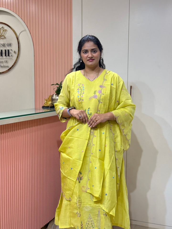 Coral Mul Chanderi Collection with Embroidery work | R179