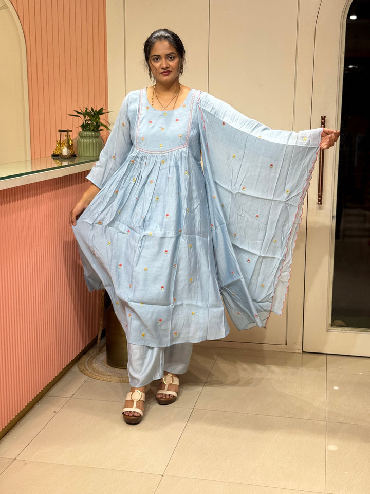 Mul Chanderi with Cute Embroidery work | R208