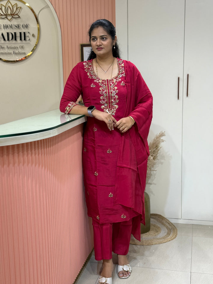 Pure Mul Chanderi Collection with Handwork ( Cotton Lining) | R216