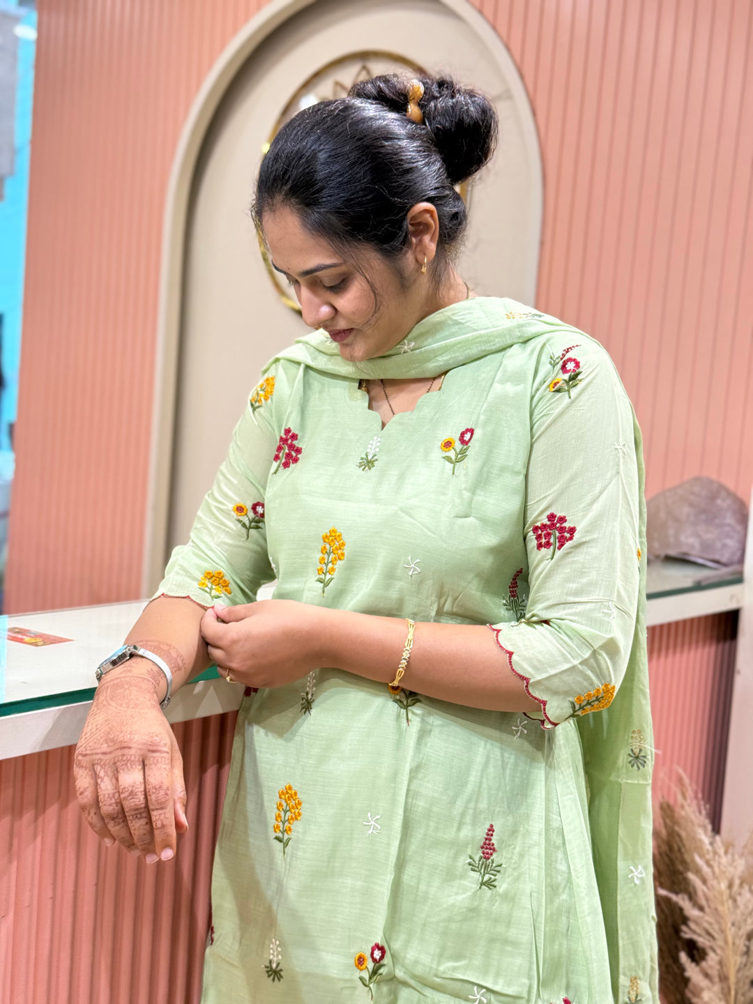 Mul Chanderi Embroidery Collection – Elegant Flare Pattern | R179