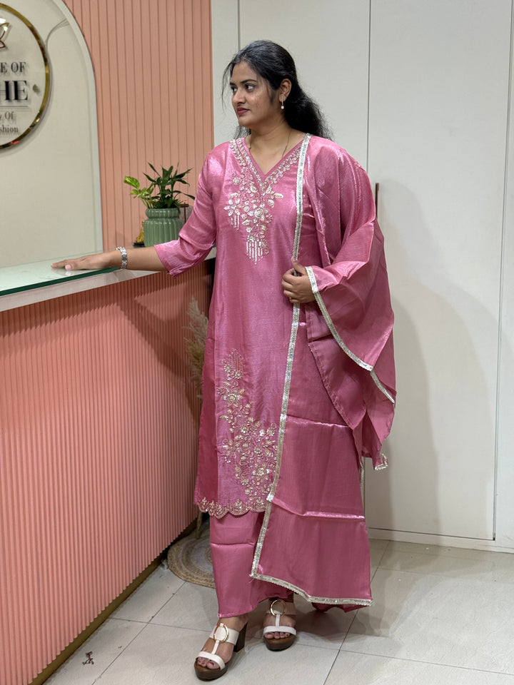 Roman Glass Fabric with beautiful work| R116