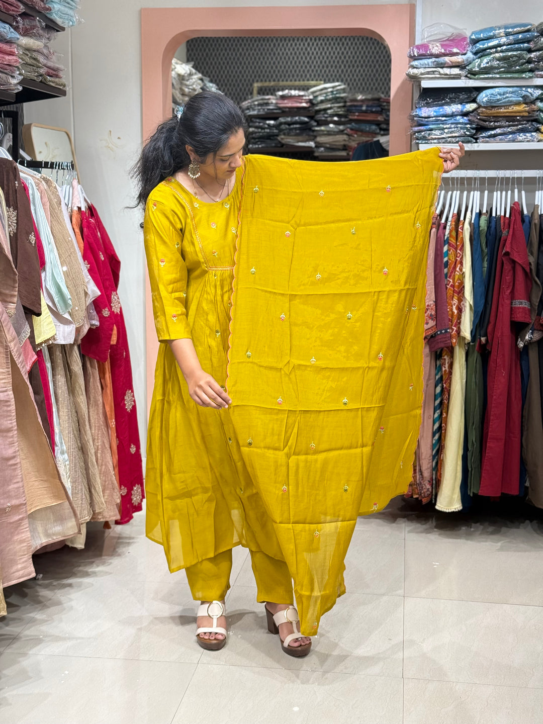 Mul Chanderi with Cute Embroidery work | R208