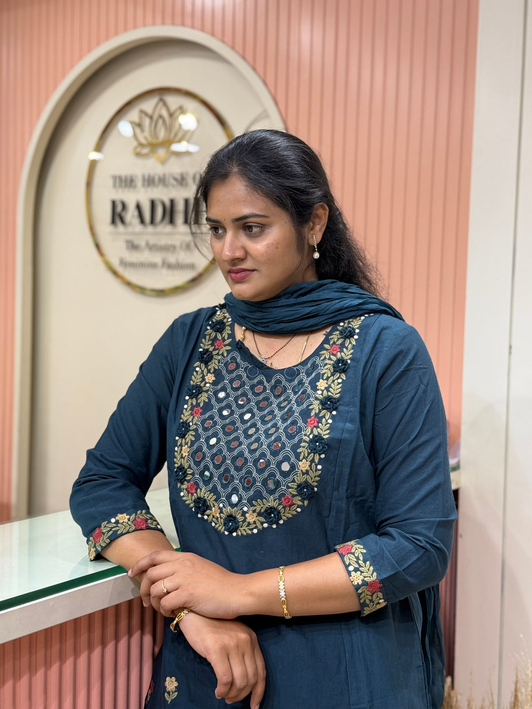 Khadi Cotton 3 Pcs Set Collection | Embroidery and Real Mirror Work | R145