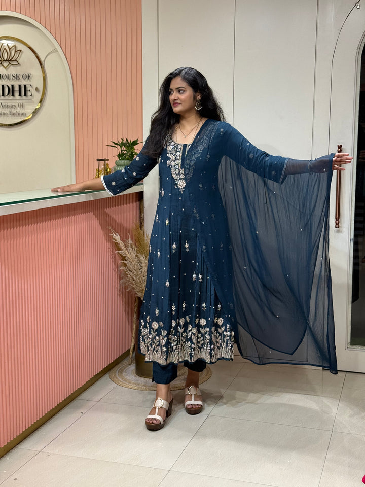Pure Chinon Festive Collection | Full Handwork, Sequin &amp; Cut Dana | R177
