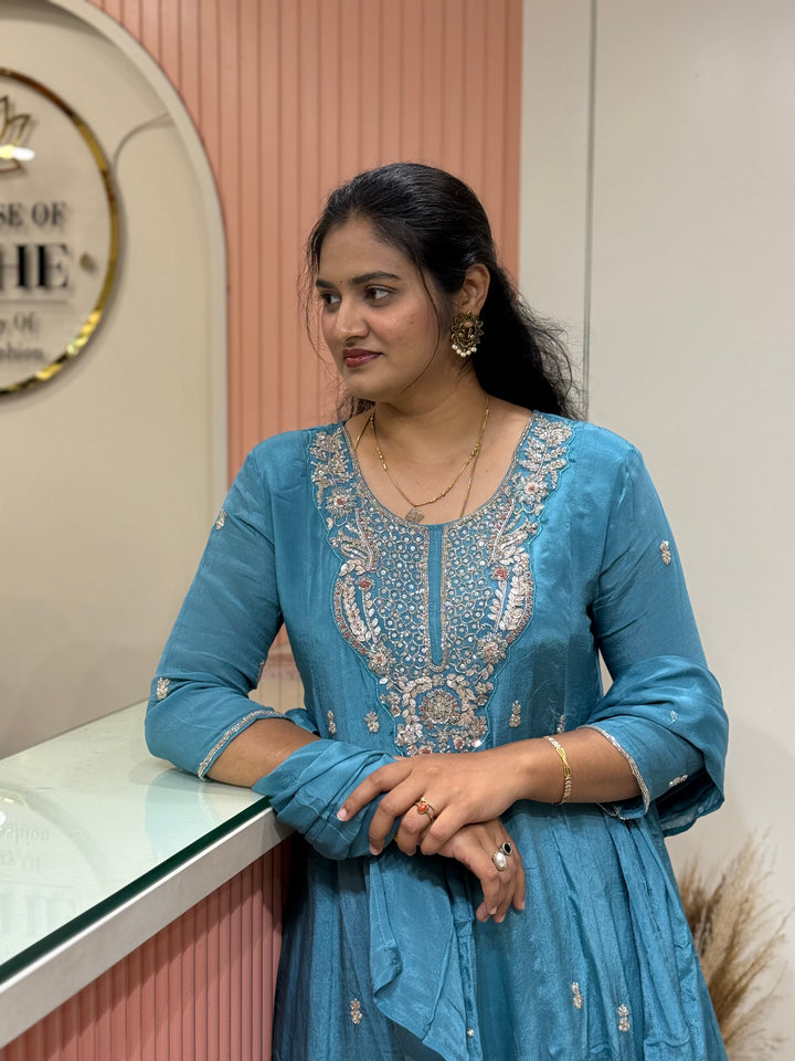 Pure Chinon Handwork Collection Party Wear  | R177