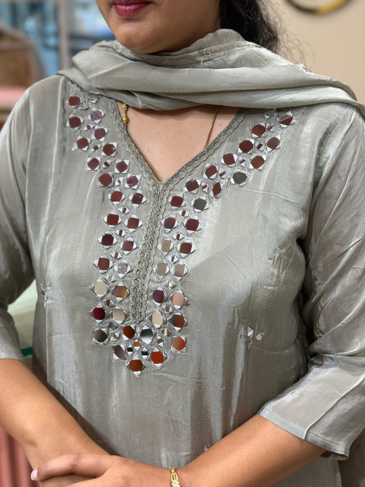 Pure HO Crepe Collection with Hand Real Mirror Work (Cotton Lining) | R221