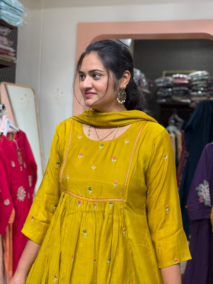 Mul Chanderi with Cute Embroidery work | R208