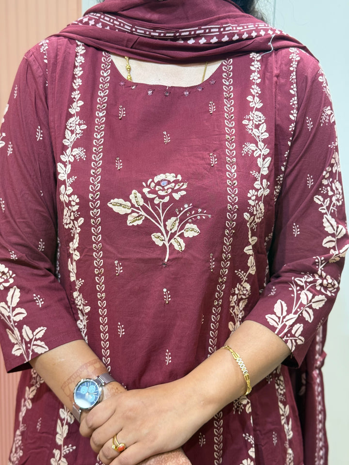 A-Line Cotton 3 Pcs Collection With Full Length Dupatta | R178