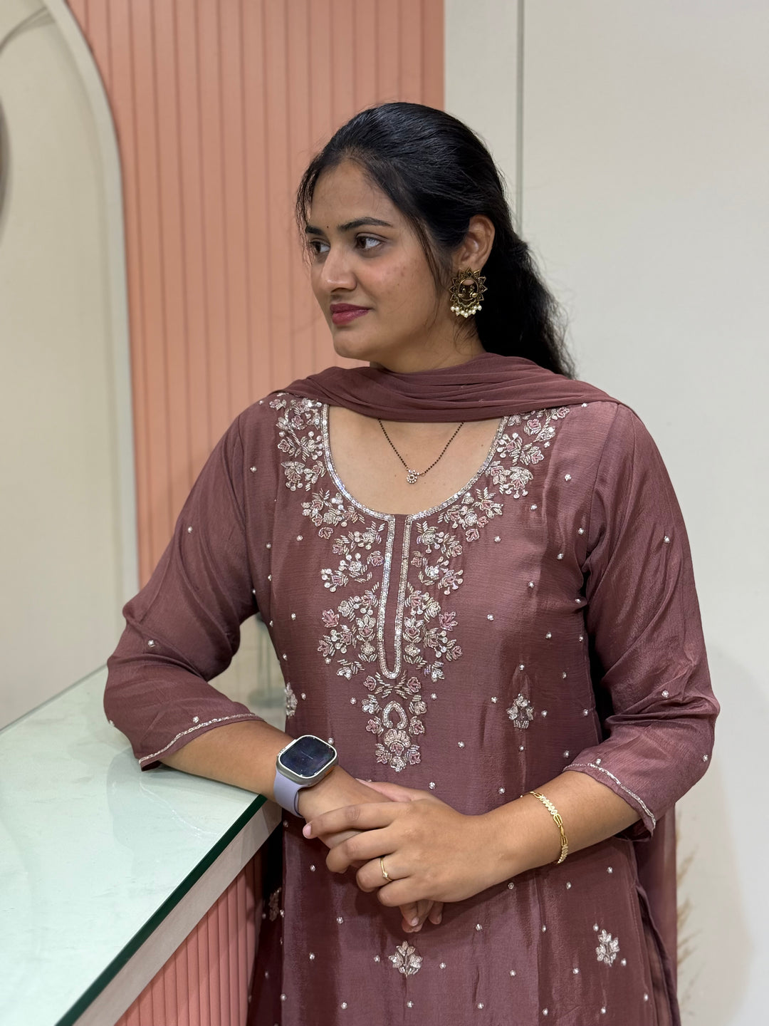 Pure Chinon Heavy Handwork Flared Palazzo Collection | R117