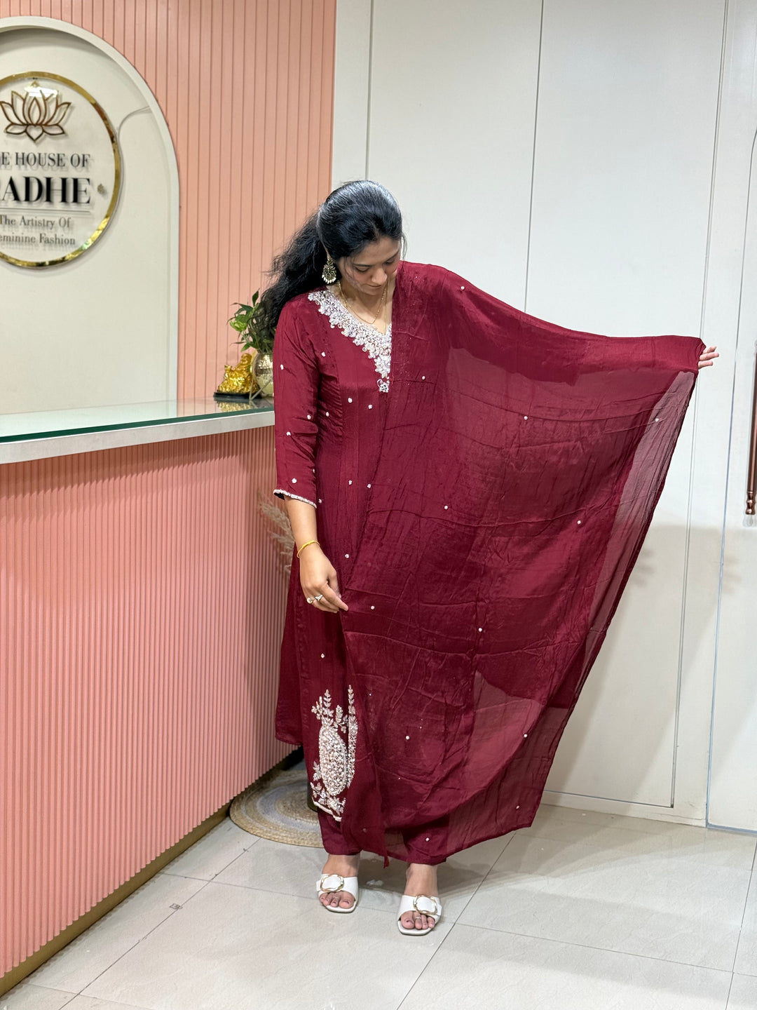 Pure Chinon Handwork Collection Party Wear | R177
