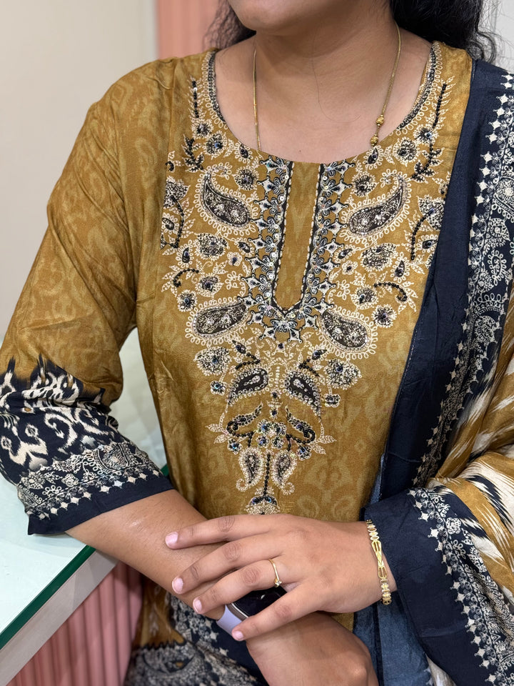 Tusser fabric with Ikkat design Collection (Cotton Lining )| R227