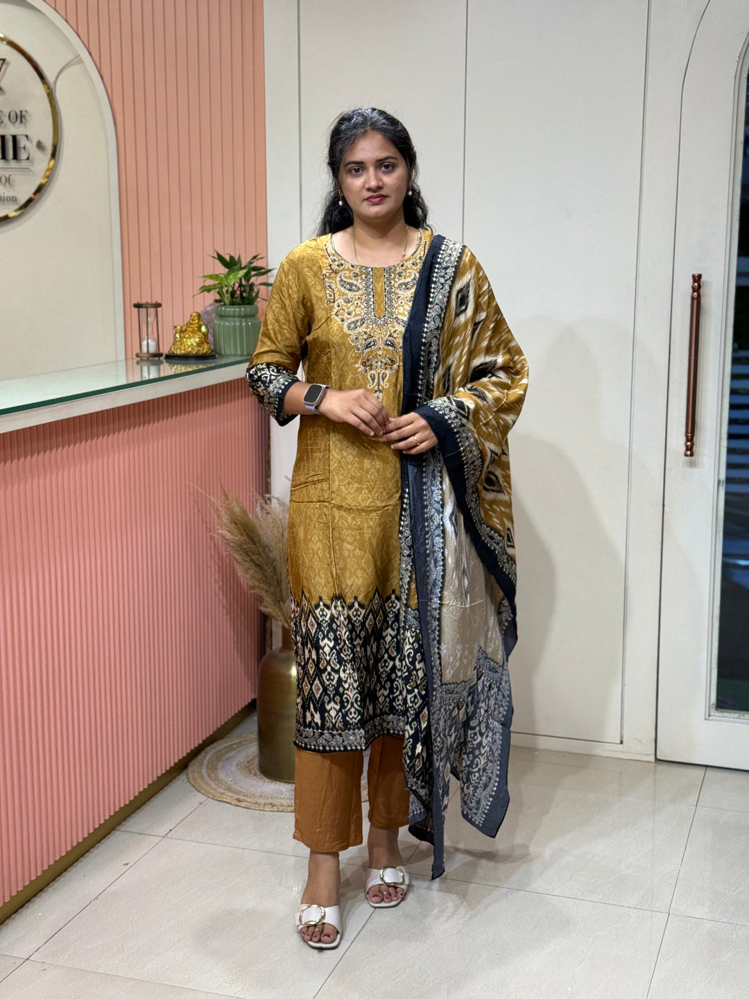 Tusser fabric with Ikkat design Collection (Cotton Lining )| R227