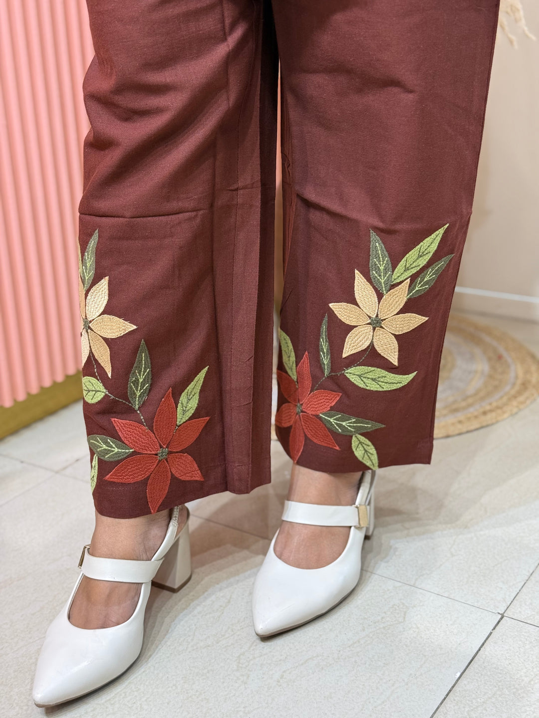 Khadi Cotton Embroidered Two-Piece Co-Ord Set | R167