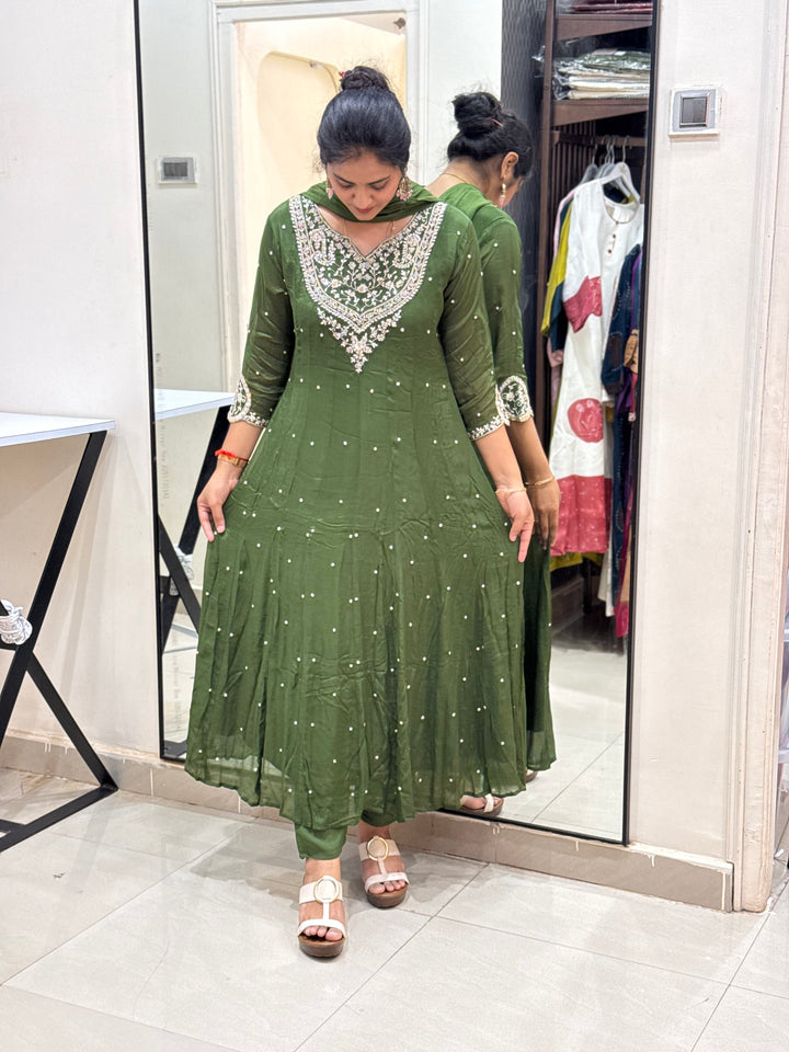 Pure Chinon Handwork Collection Party Wear  | R177