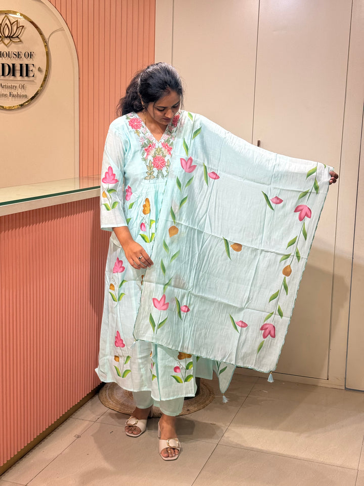 Mul Chanderi Collection with Brush Paint | R209