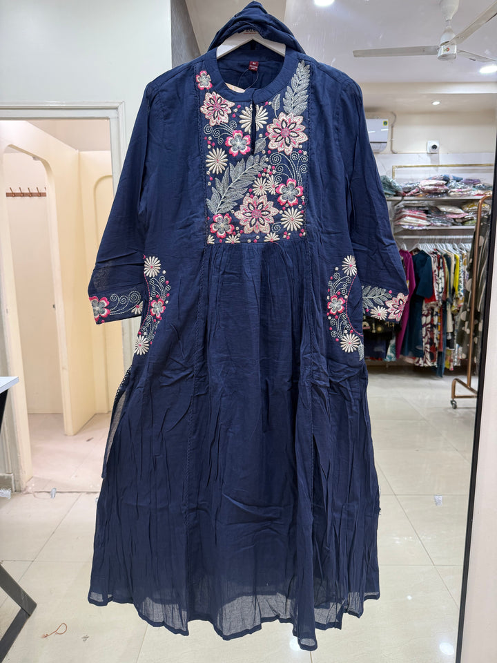 Pure Mul Cotton with Embroidery Work (Cotton Lining)  | R168