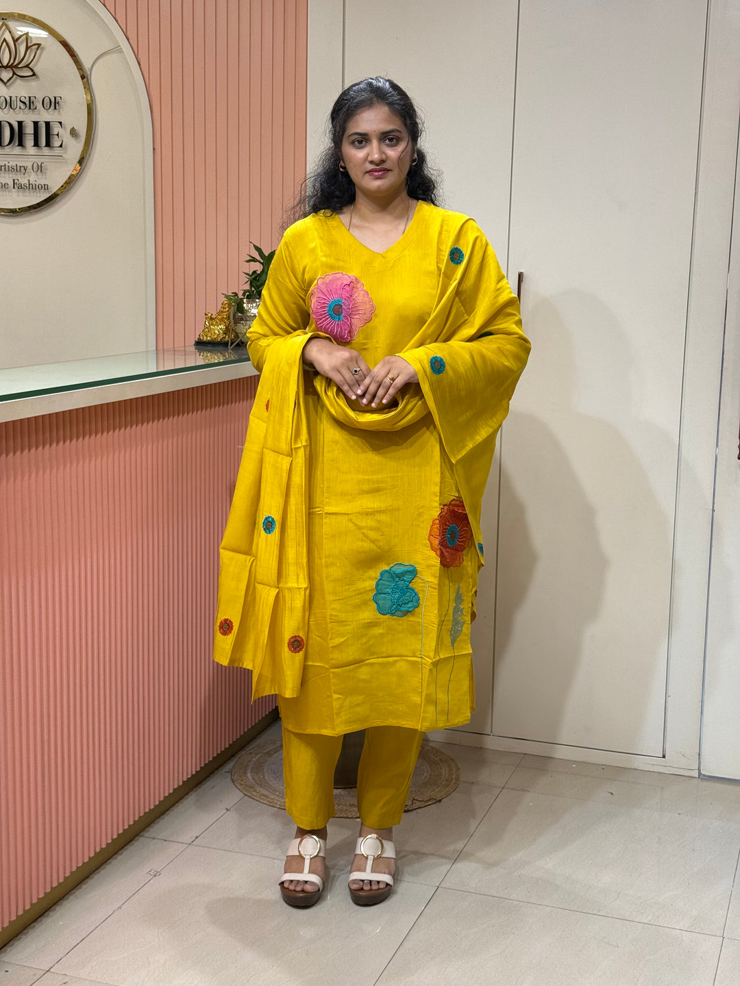 Mul Chanderi 3D Floral Embroidery Collection | R209