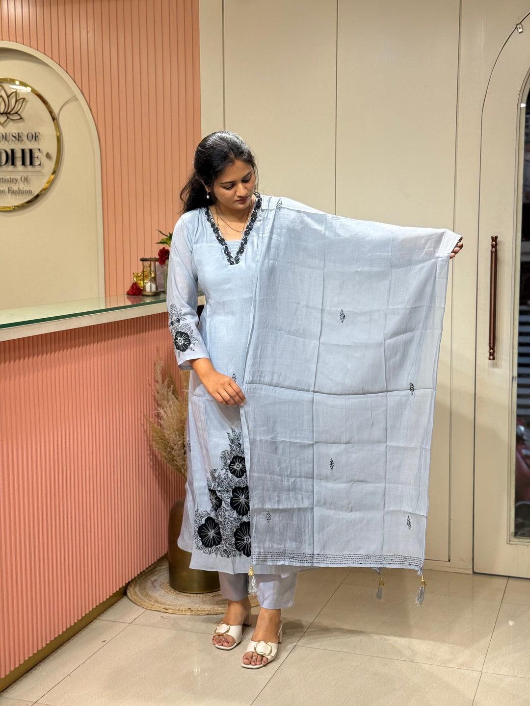 Pure Mul Chanderi Collection with embroidery Work(cotton Lining) | R229
