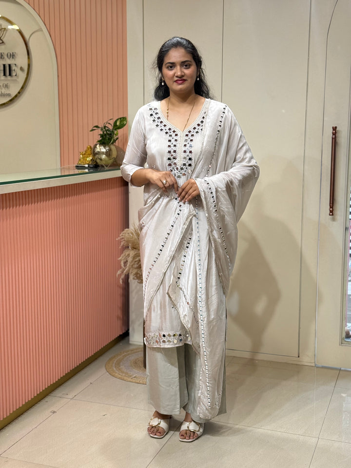 Pure HO Crepe Collection with Hand Real Mirror Work (Cotton Lining) | R221