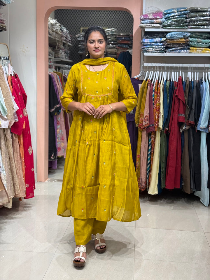 Mul Chanderi with Cute Embroidery work | R208