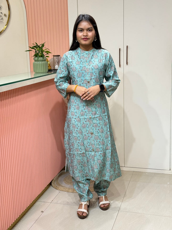 Rayon 2 piece collection with floral work | R137