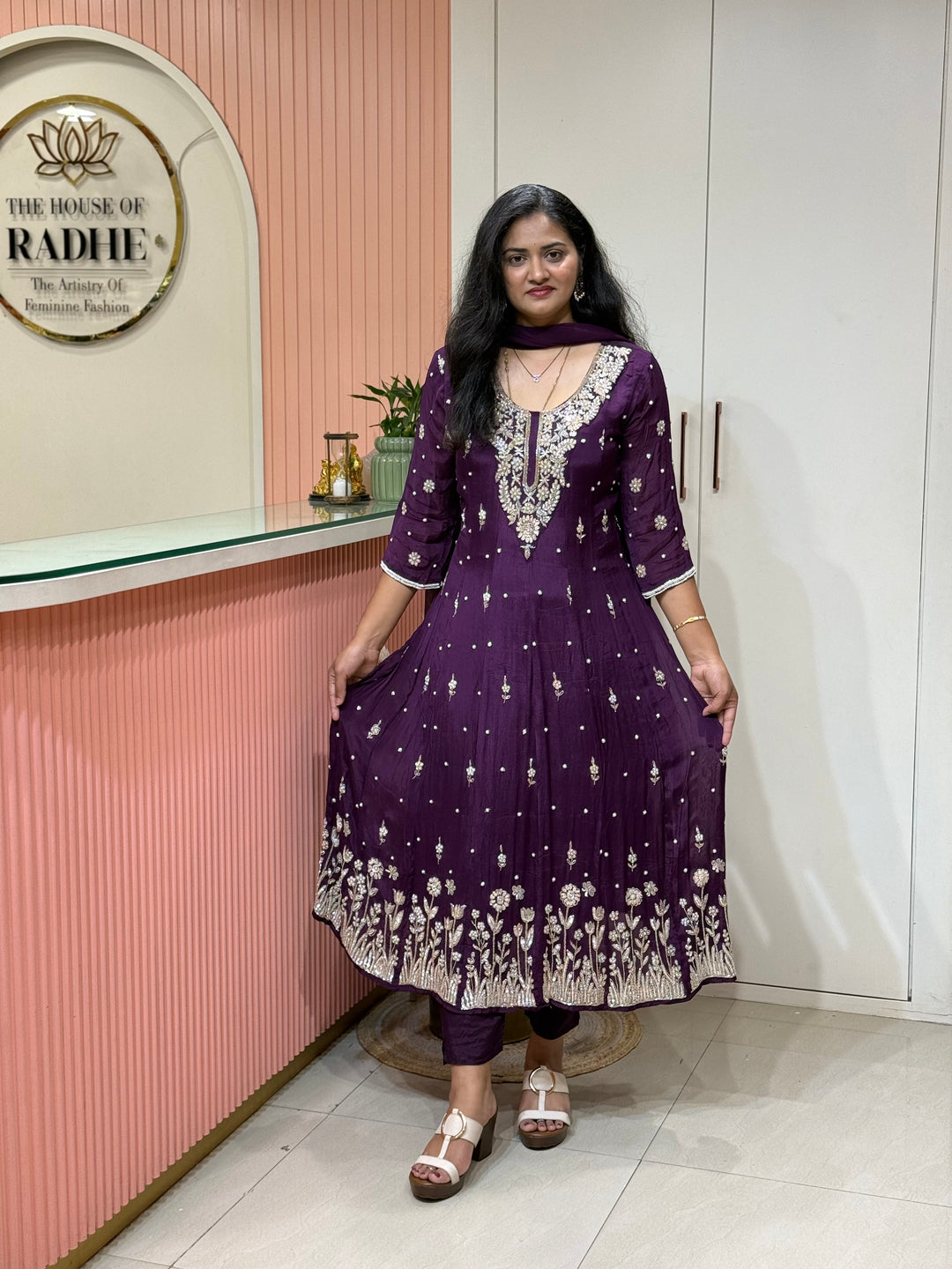 Pure Chinon Festive Collection | Full Handwork, Sequin &amp; Cut Dana | R177