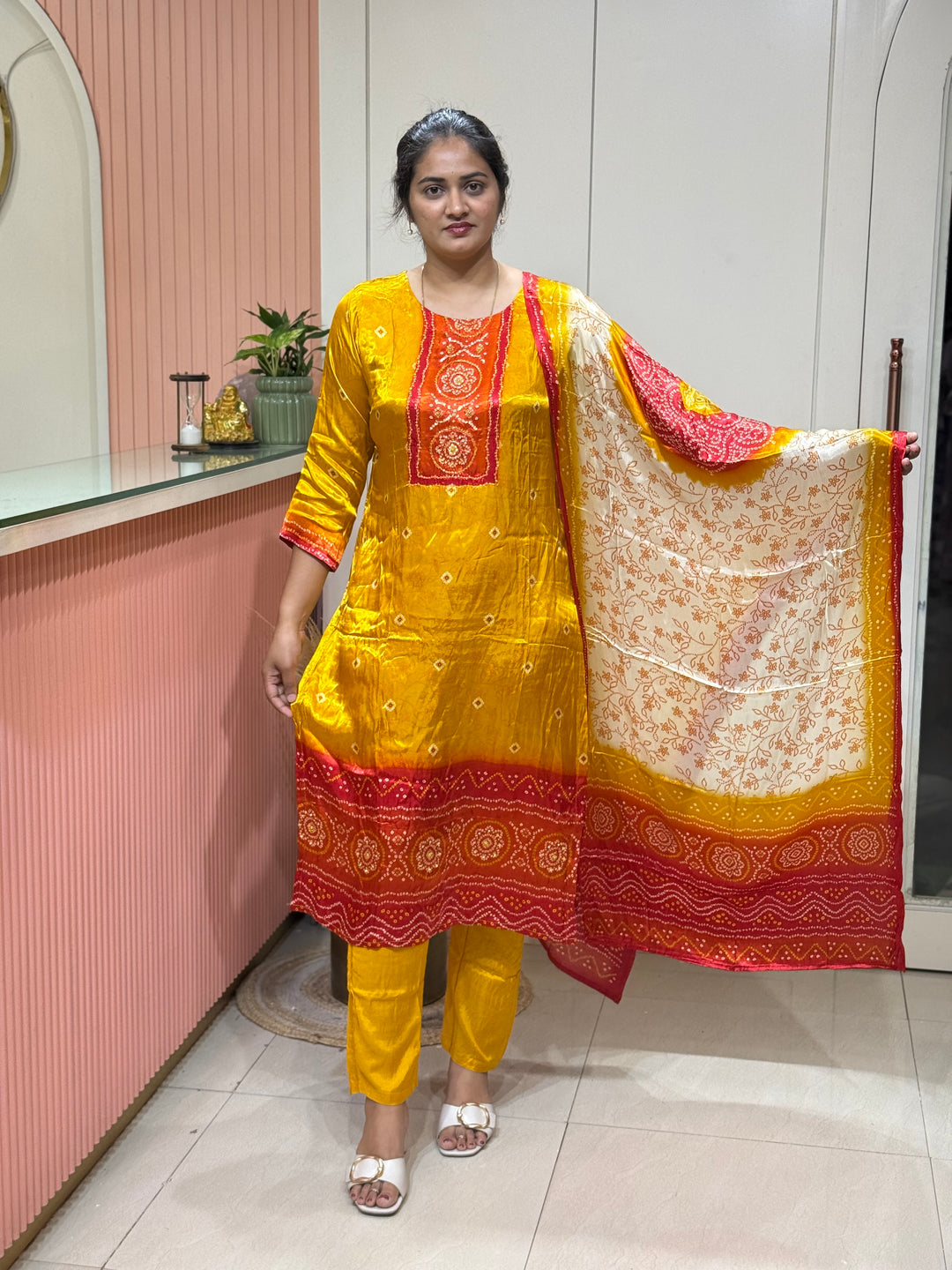 Gaji Satin Collection with Bandini print ( Dupatta Gaji Satin ) | R227