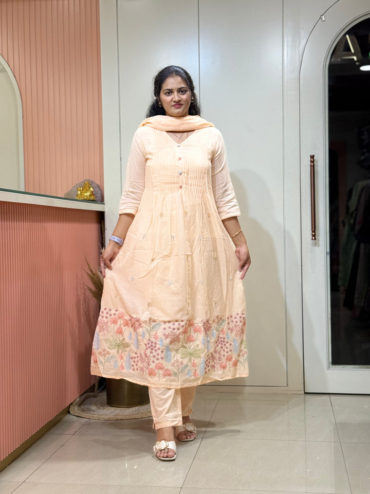 Pure Mul Cotton with Embroidery work(Cotton Lining) | R168