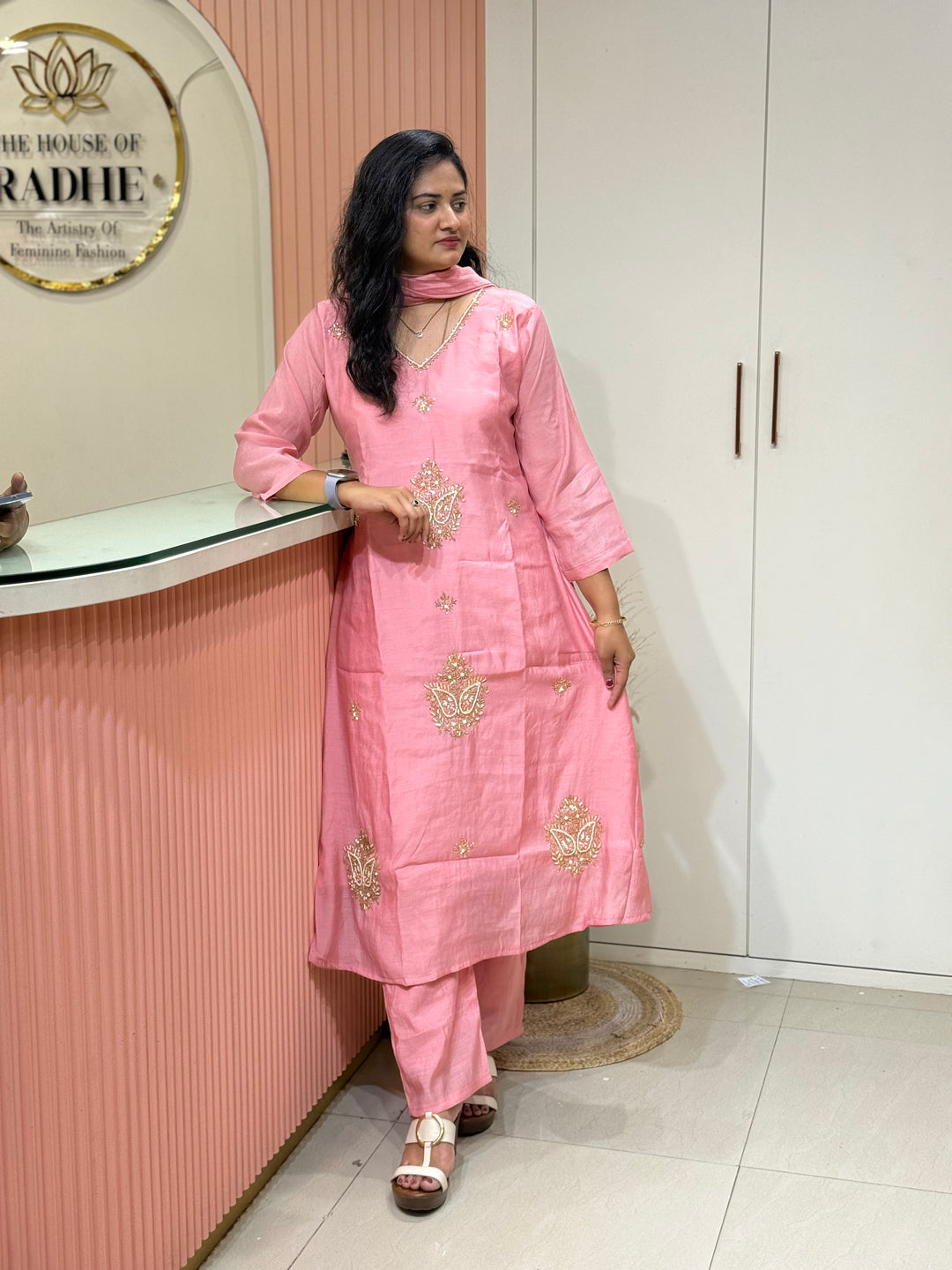 Mul Chanderi Collection Semi Party Wear (Cut Dana &amp; bead Work) A-Line Pattern | R214