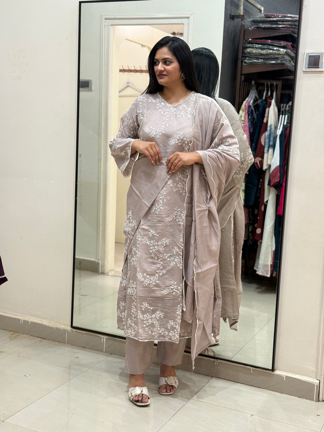Mul Chanderi with Embroidery work| R205