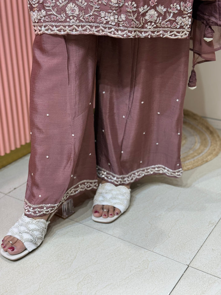 Pure Chinon Heavy Handwork Flared Palazzo Collection | R117