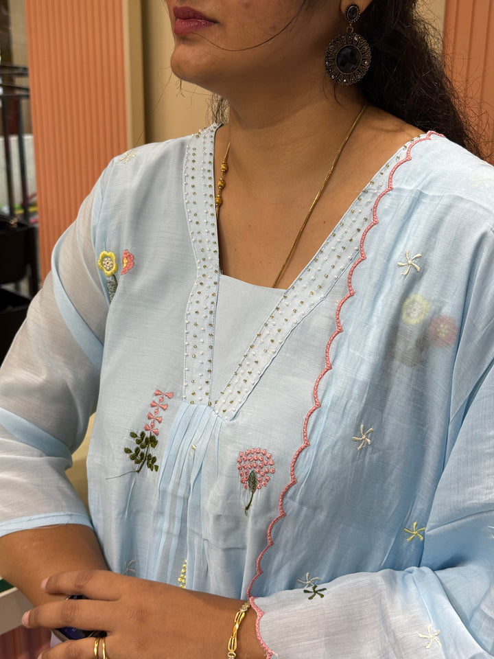 Mul Chanderi Collection With Embroidery Work | R179