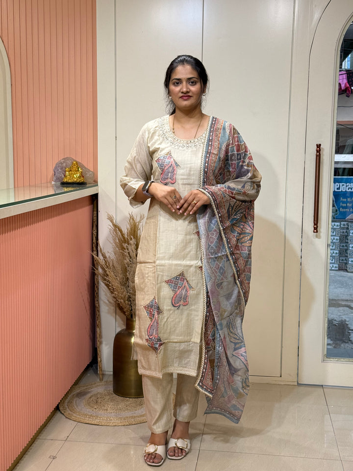 Pure Jamdhani Designer 3 Pcs Set Collection (Cotton Lining)| R211