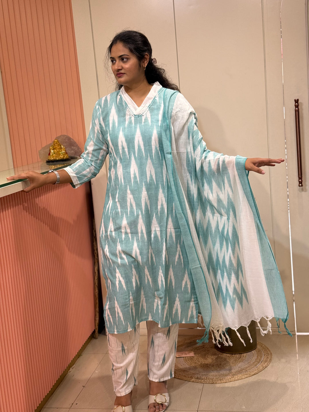 Ikkat Cotton Collection With Full Length Dupatta | R200