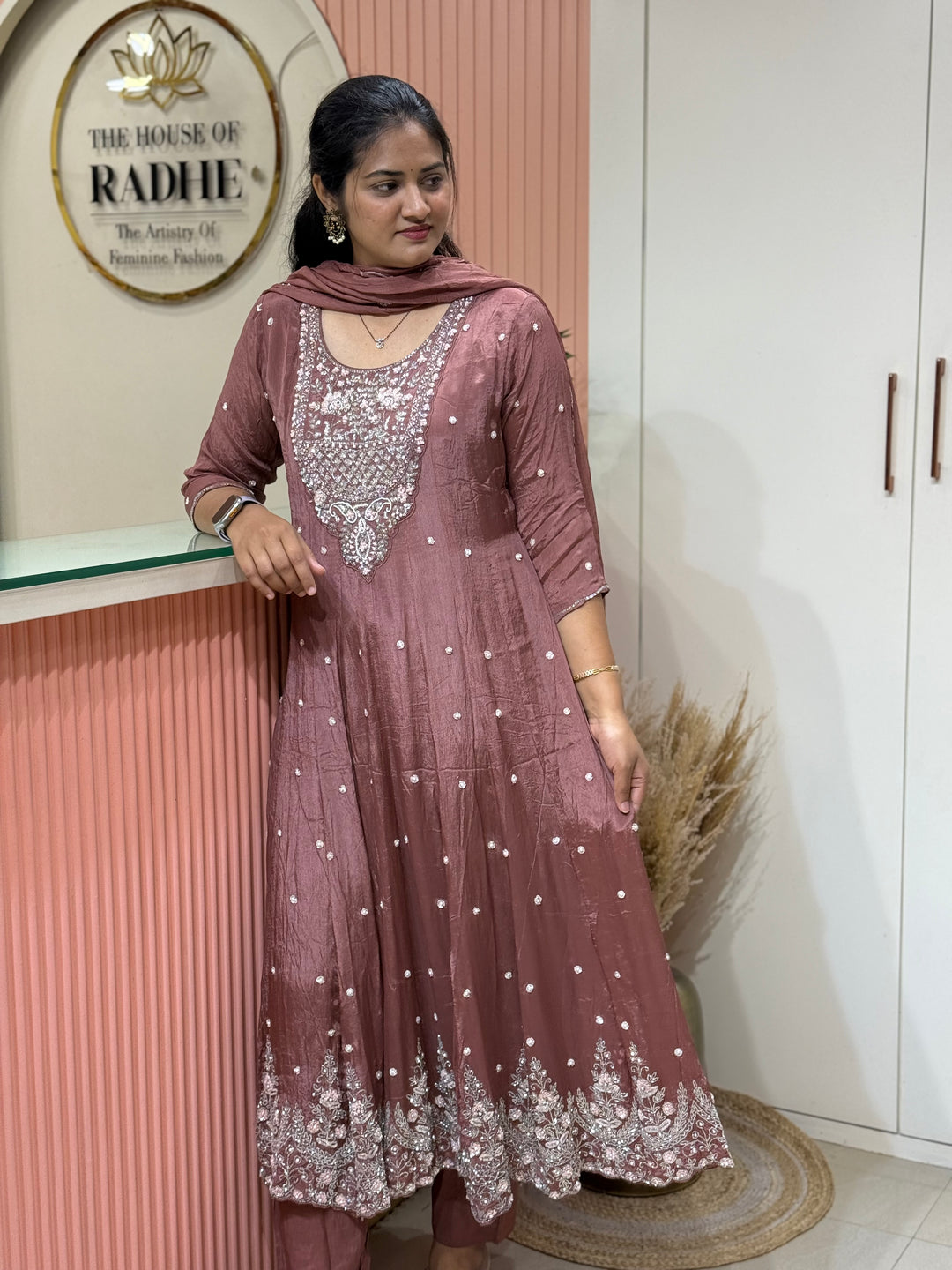 Pure Chinon Festive Collection | Full Handwork, Sequin &amp; Cut Dana | R177