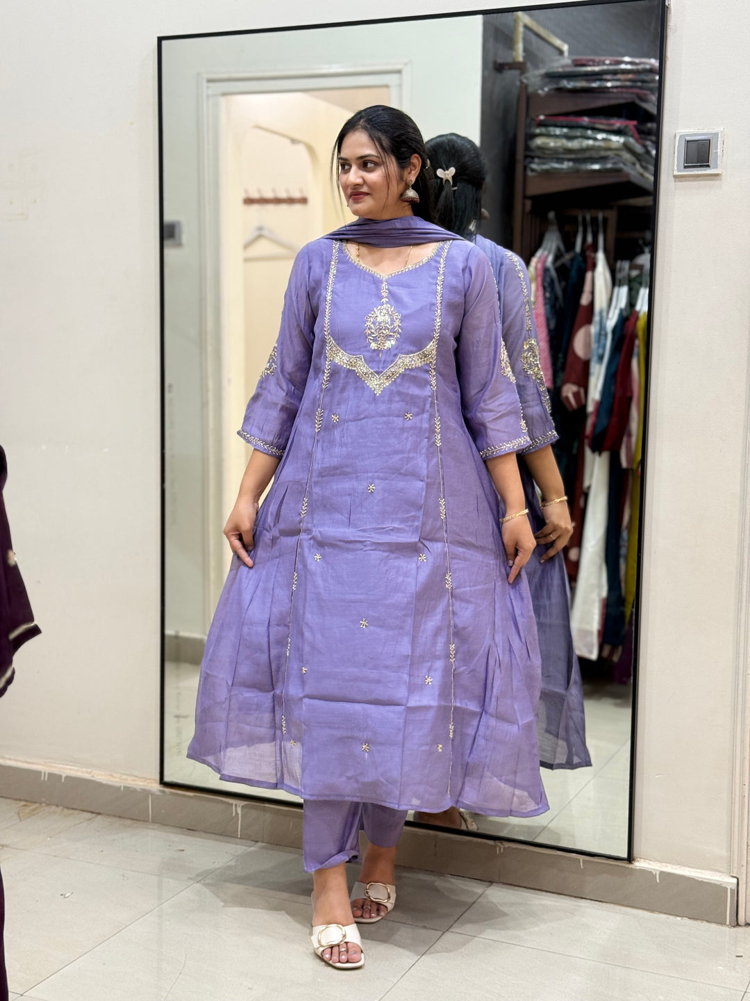 Premium Mul Chanderi with Cut Dana work Party Wear Collection | R206