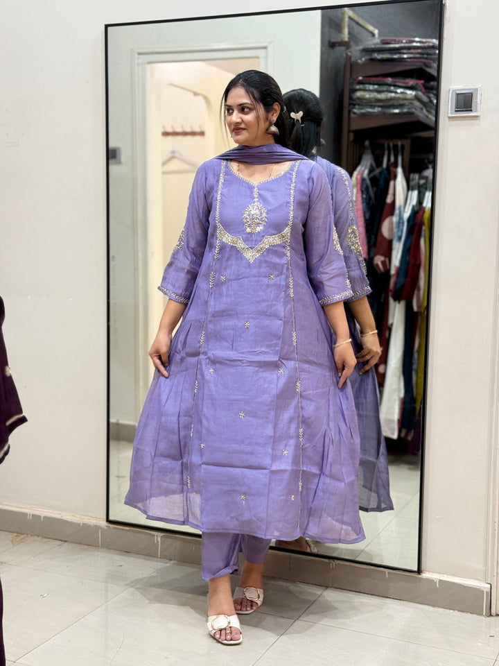 Premium Mul Chanderi with Cut Dana work Party Wear Collection | R206