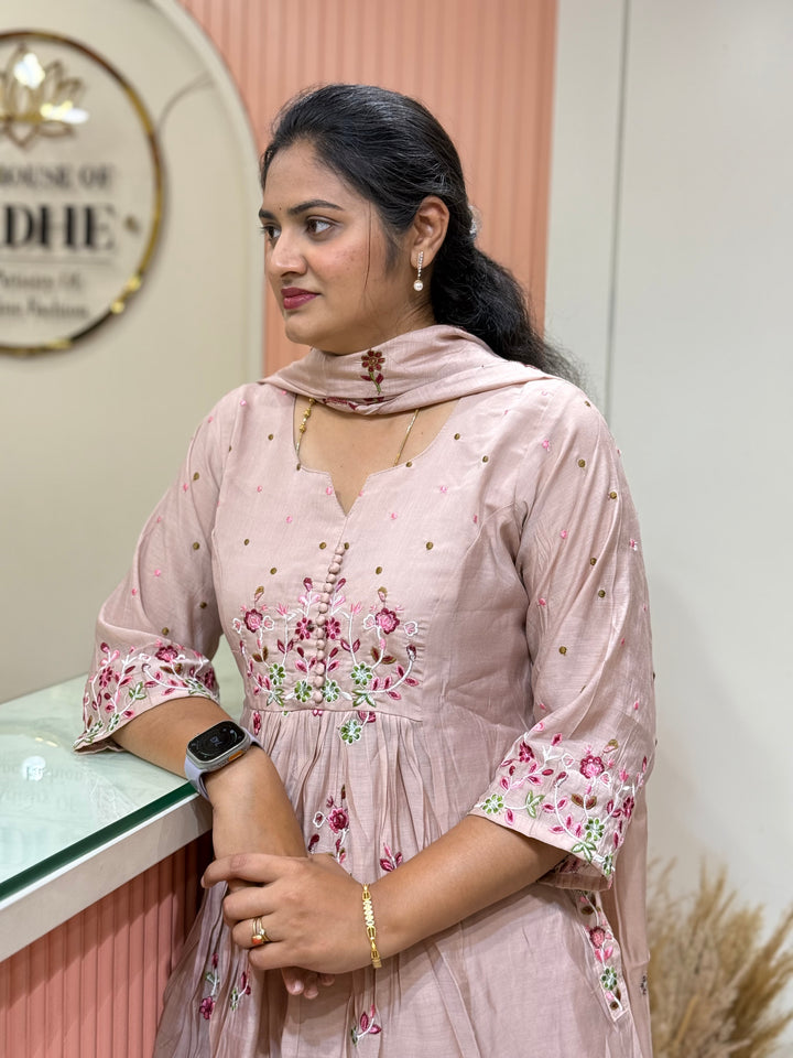 Mul Chanderi Collection with Embroidery work Both sides pockets | R208