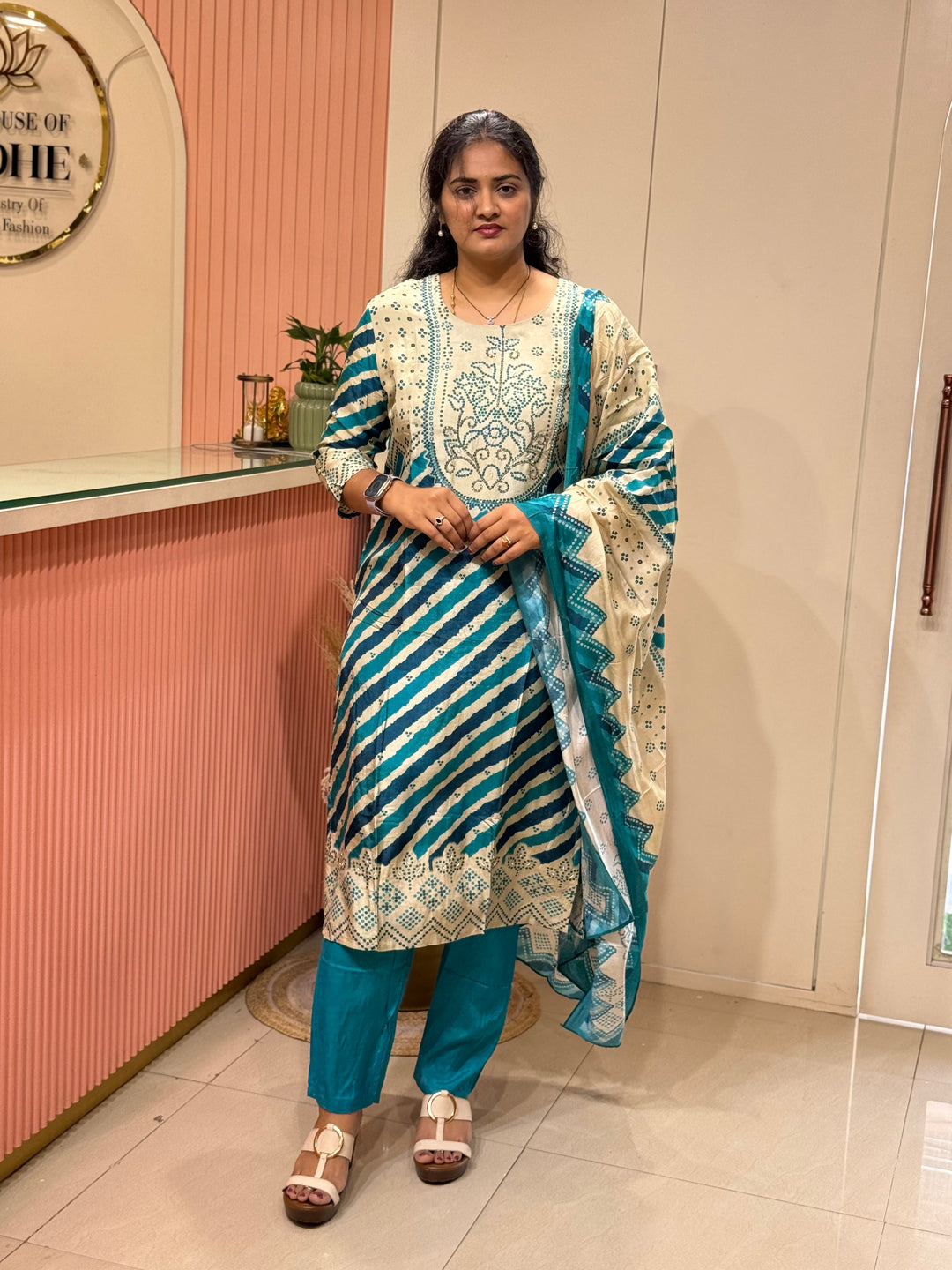 Tusser fabric with Bandhani design Collection (Cotton Lining )| R227