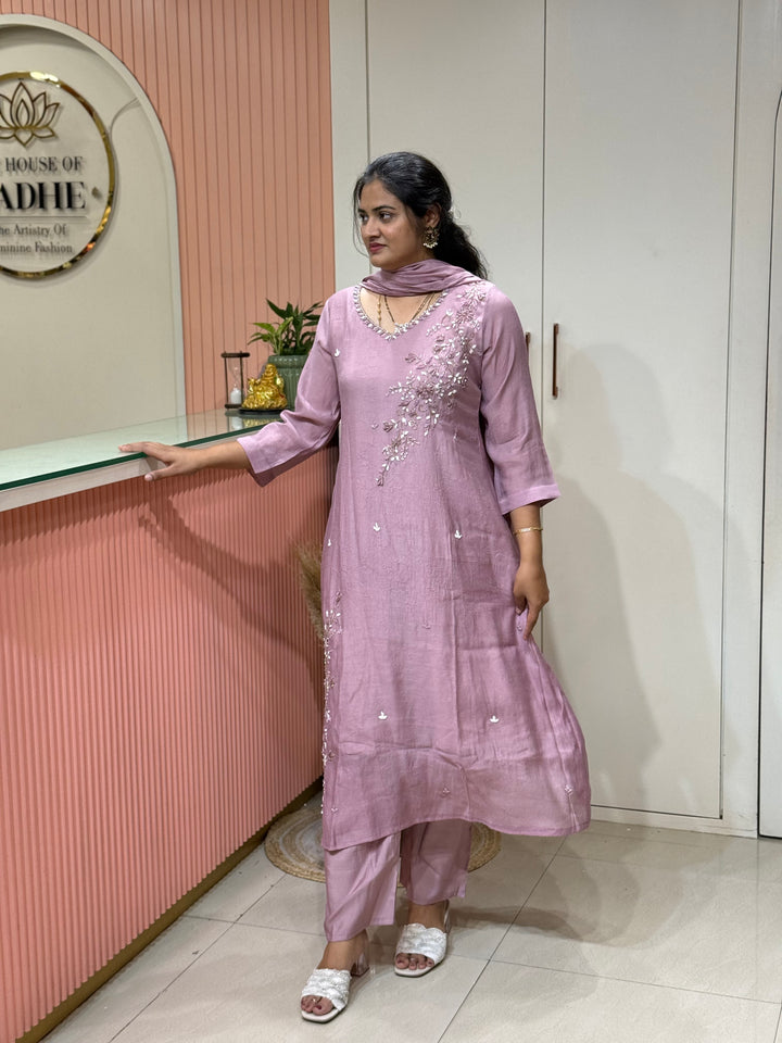 Coral Mul Chanderi Semi Party Collection | R214