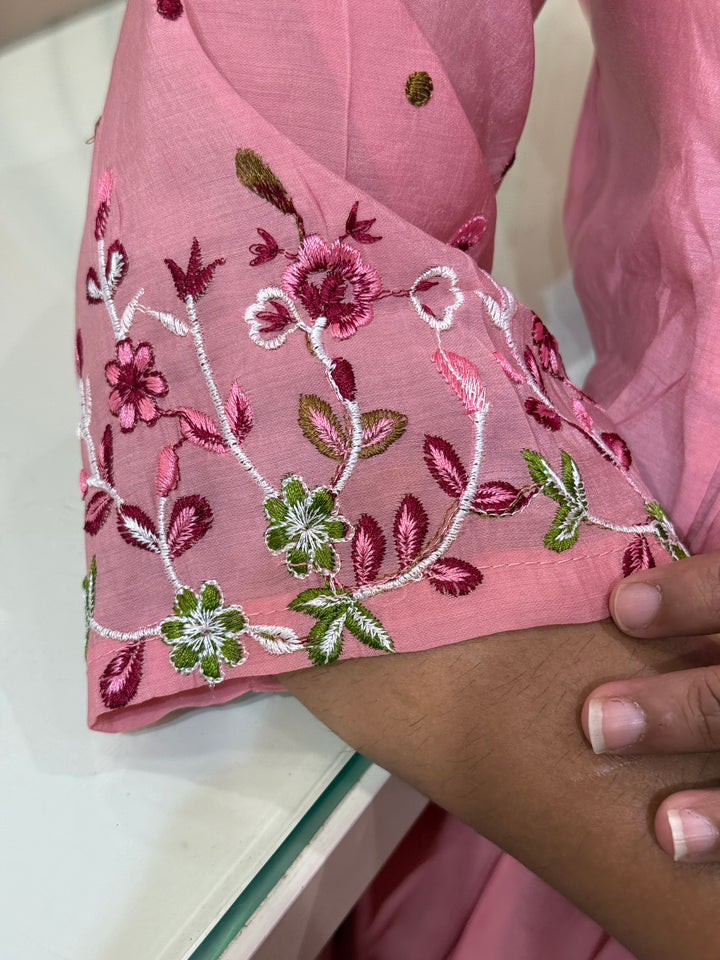 Mul Chanderi Collection with Embroidery work Both sides pockets | R208