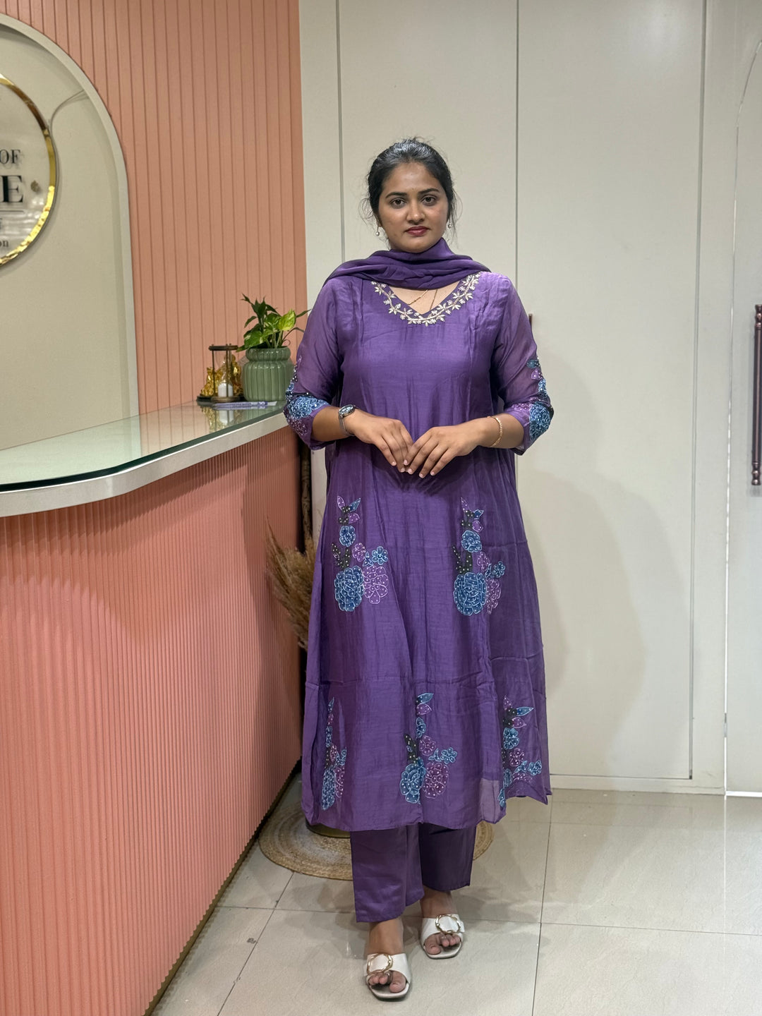 Pure Banarasi Mul Chanderi 3 Pcs Kurti set | R218