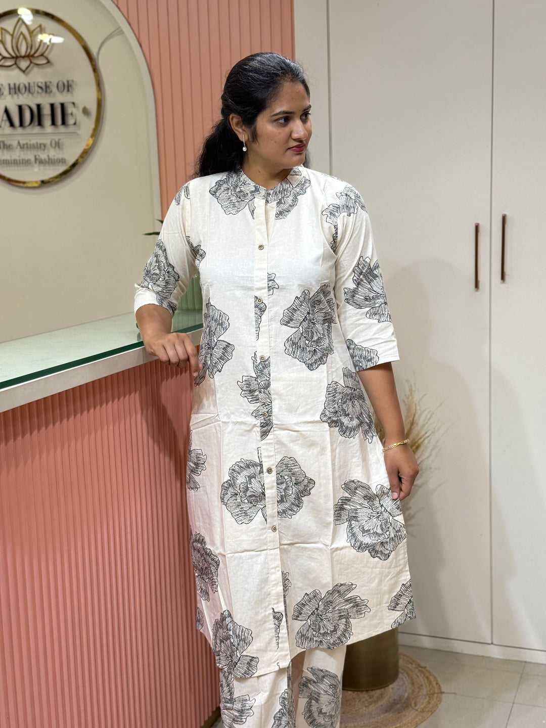 Flex Cotton 2 piece collection with floral work | R137