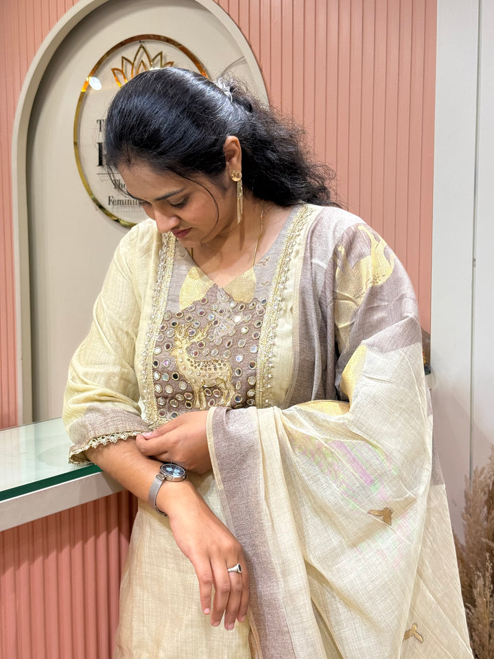 Pure Jamdhani Designer 3 Pcs Set Collection (Cotton Lining)| R211