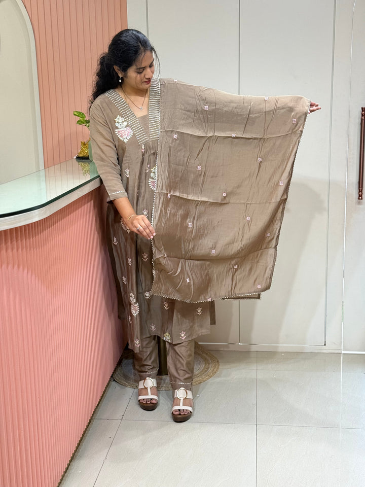 Pure Mul Chanderi handwork collection A Line Pattern | R229
